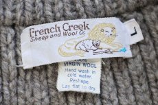 画像5: 80s French Creek ショールカラー パチポケ&エルボーパッチ ローゲージ ウールニット カーディガン グレーベージュ L (5)