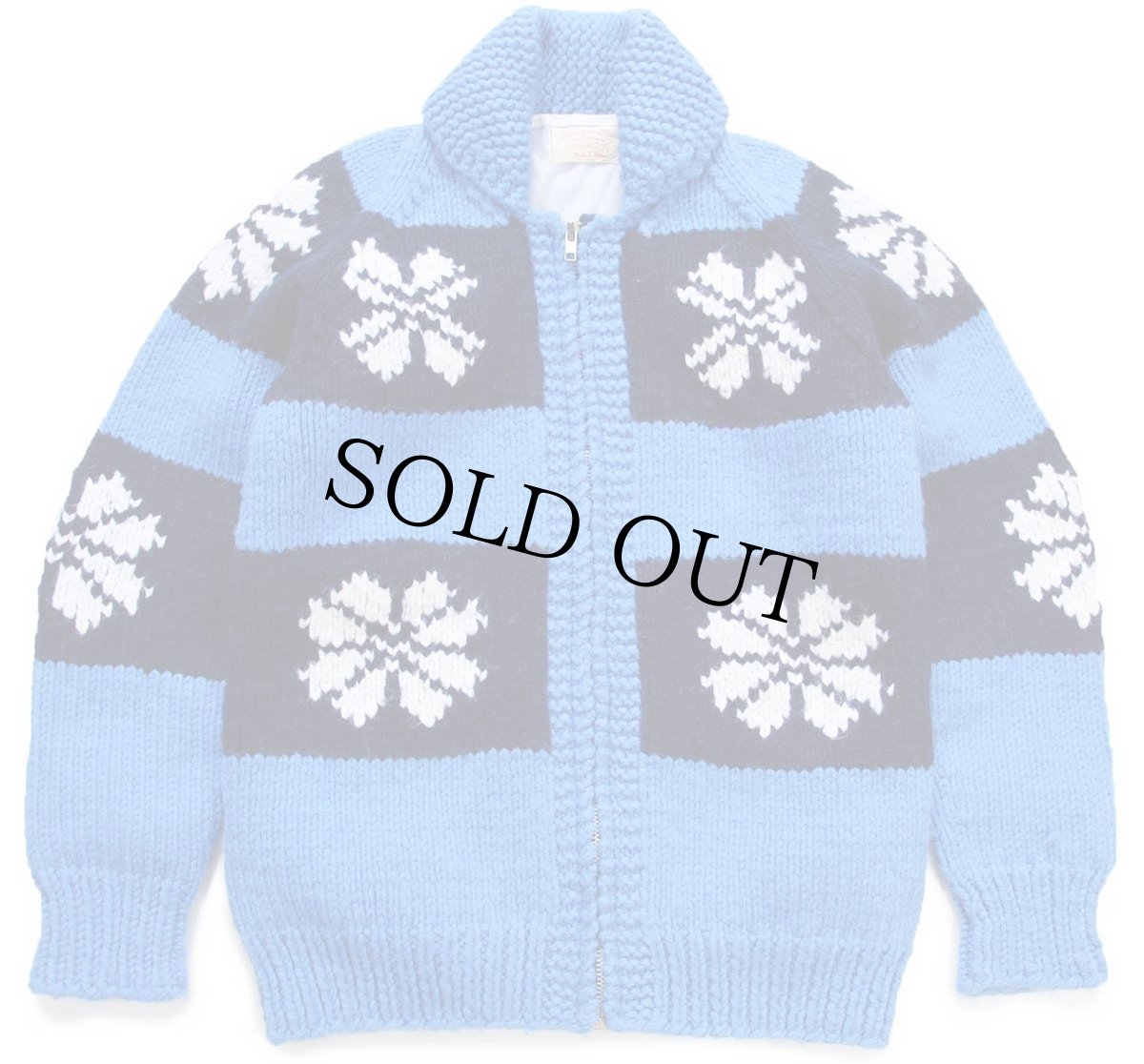 画像1: 80s 雪柄 ノルディック柄 ウール ハンドニット カウチンセーター キッズ (1)