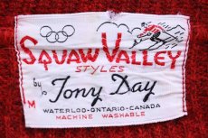 画像4: 60s カナダ製 Squaw Valley by Tony Day ショールカラー パチポケ ツートン ニット セーター 赤×黒 M (4)