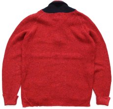 画像2: 60s カナダ製 Squaw Valley by Tony Day ショールカラー パチポケ ツートン ニット セーター 赤×黒 M (2)