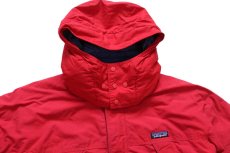 画像3: 90s patagoniaパタゴニア フード付き 中綿入り ナイロンジャケット 赤 KIDS'12 (3)