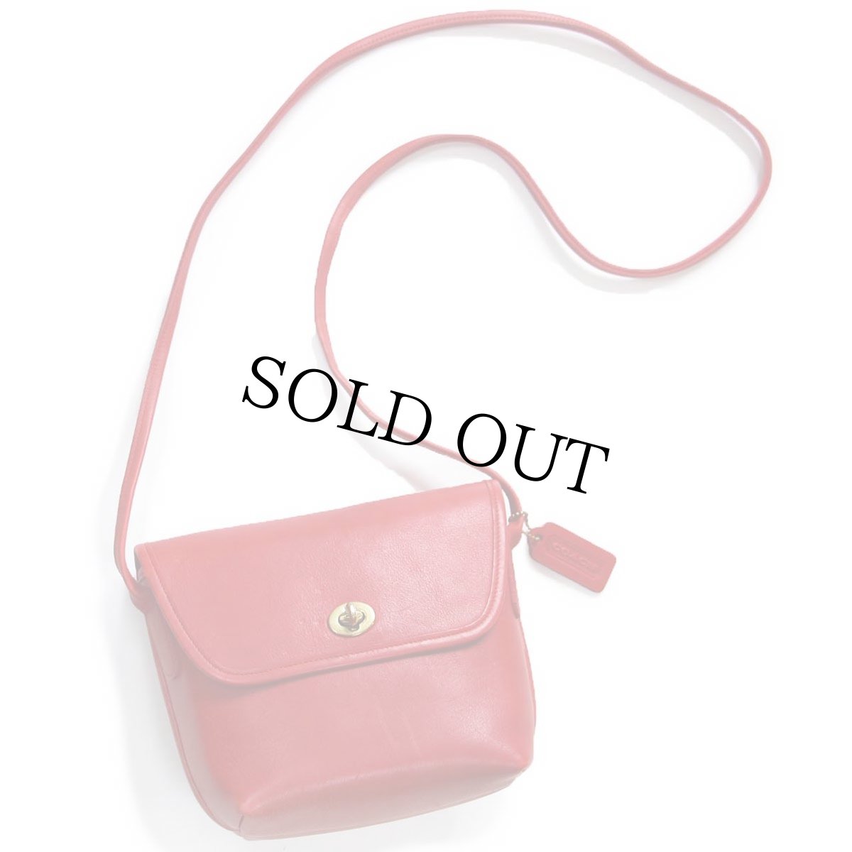 画像1: USA製 COACH オールド コーチ レザー ショルダーバッグ レッド★330 ポーチ (1)