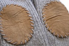 画像7: 80s French Creek ショールカラー パチポケ&エルボーパッチ ローゲージ ウールニット カーディガン グレーベージュ L (7)