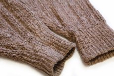 画像7: 80s 日本製 YAMAMOTO KANSAI 山本寛斎 鷲 刺繍&アップリケ リネン×コットンニット セーター ブラウンベージュ M (7)