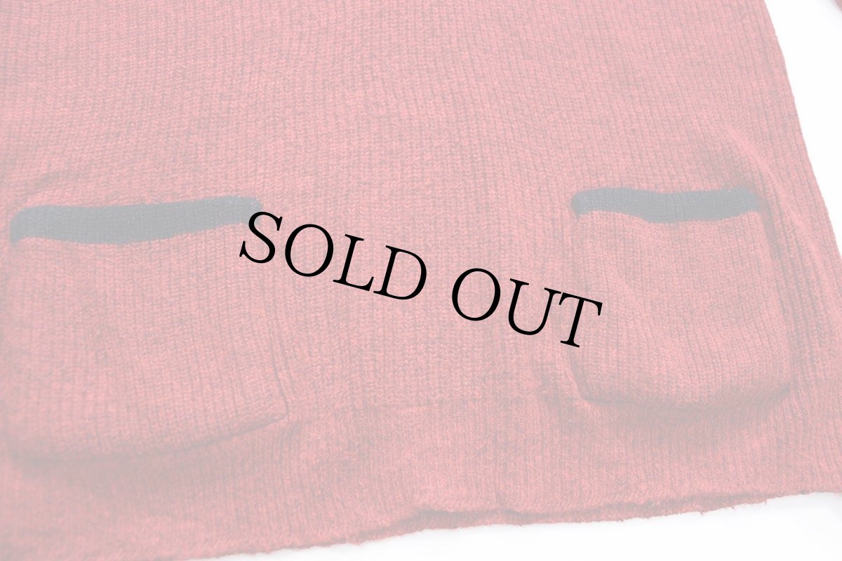 画像5: 60s カナダ製 Squaw Valley by Tony Day ショールカラー パチポケ ツートン ニット セーター 赤×黒 M (5)