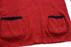 画像5: 60s カナダ製 Squaw Valley by Tony Day ショールカラー パチポケ ツートン ニット セーター 赤×黒 M (5)