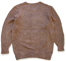 画像2: 80s 日本製 YAMAMOTO KANSAI 山本寛斎 鷲 刺繍&アップリケ リネン×コットンニット セーター ブラウンベージュ M (2)