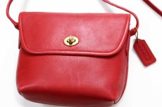 画像3: USA製 COACH オールド コーチ レザー ショルダーバッグ レッド★330 ポーチ (3)