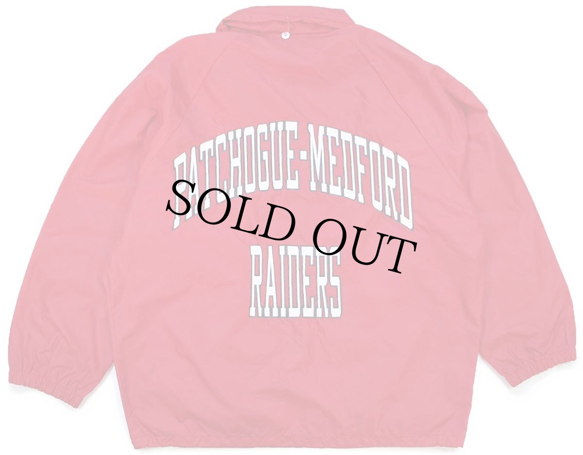 画像2: 90s USA製 Championチャンピオン PATCHOGUE-MEDFORD 12 RAIDERS 両面プリント ナイロンジャケット 赤 (2)