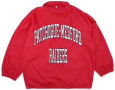 画像2: 90s USA製 Championチャンピオン PATCHOGUE-MEDFORD 12 RAIDERS 両面プリント ナイロンジャケット 赤 (2)