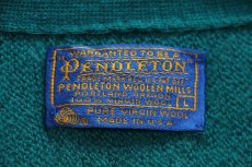 画像4: 70s USA製 PENDLETONペンドルトン パール編み ウールニット カーディガン 緑 L (4)