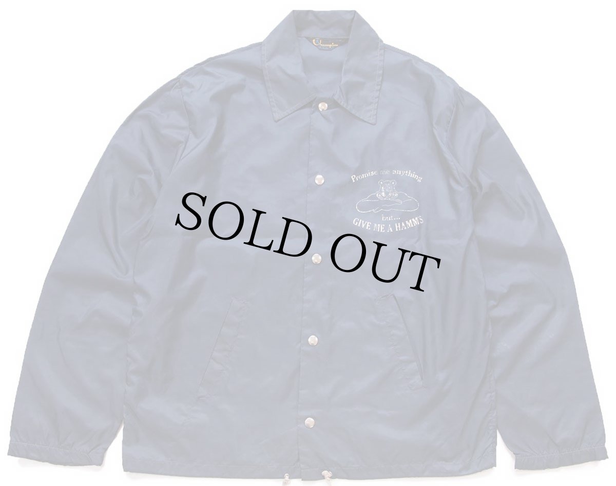 画像1: 70s Championチャンピオン ランタグ Hamm's Beer Bear マスコット ナイロン コーチジャケット 紺 (1)