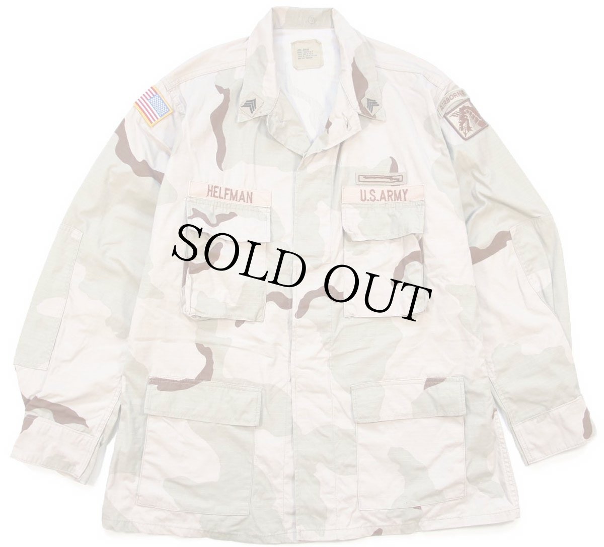 画像1: 90s 米軍 U.S.ARMY AIRBORNE パッチ付き デザートカモ BDU ジャケット L-R (1)