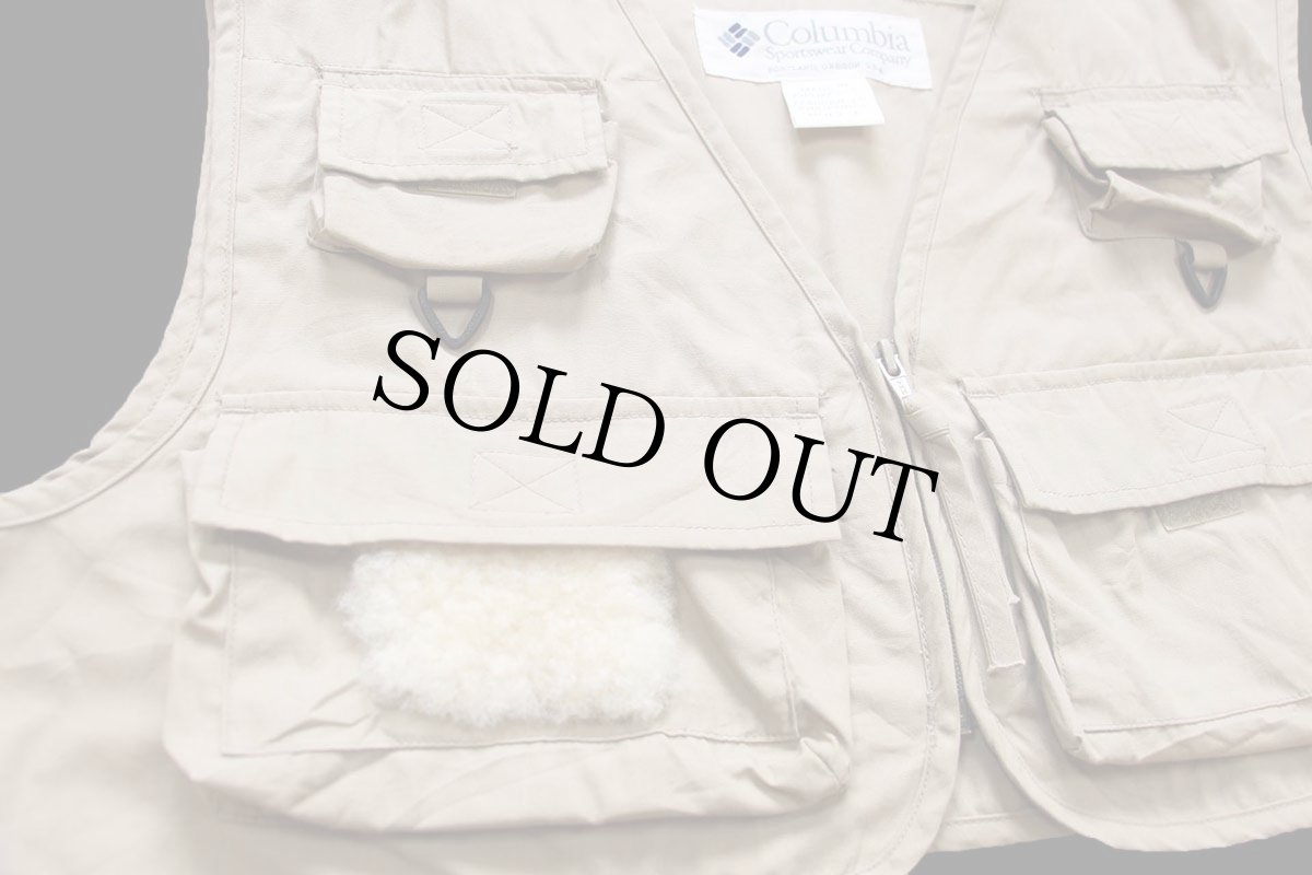 画像6: 90s Columbiaコロンビア PFG ショート丈 フィッシングベスト グレーベージュ L (6)