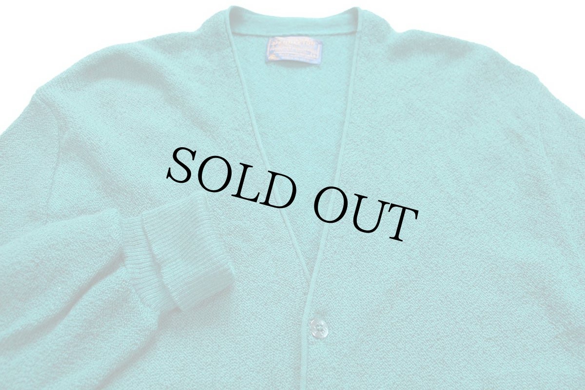 画像3: 70s USA製 PENDLETONペンドルトン パール編み ウールニット カーディガン 緑 L (3)