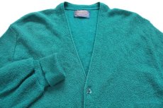 画像3: 70s USA製 PENDLETONペンドルトン パール編み ウールニット カーディガン 緑 L (3)