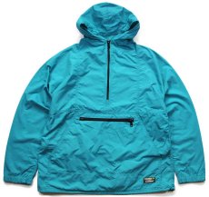 画像1: 80s USA製 L.L.Bean ナイロン アノラックパーカー エメラルドグリーン W-M (1)