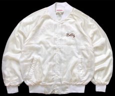 画像2: 90s USA製 Haven Acres Marina On The Old San Joaquin ボート チェーン刺繍 サテンジャケット アイボリー L (2)
