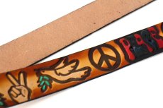 画像6: 新品★USA製 BRACKNEY LEATHER WORKS PEACE ピースマーク 型押し ペイント レザーベルト ブラウン 34 (6)