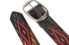 画像2: 新品★USA製 BRACKNEY LEATHER WORKS ネイティブ柄 型押し ペイント レザーベルト ブラック 34 (2)