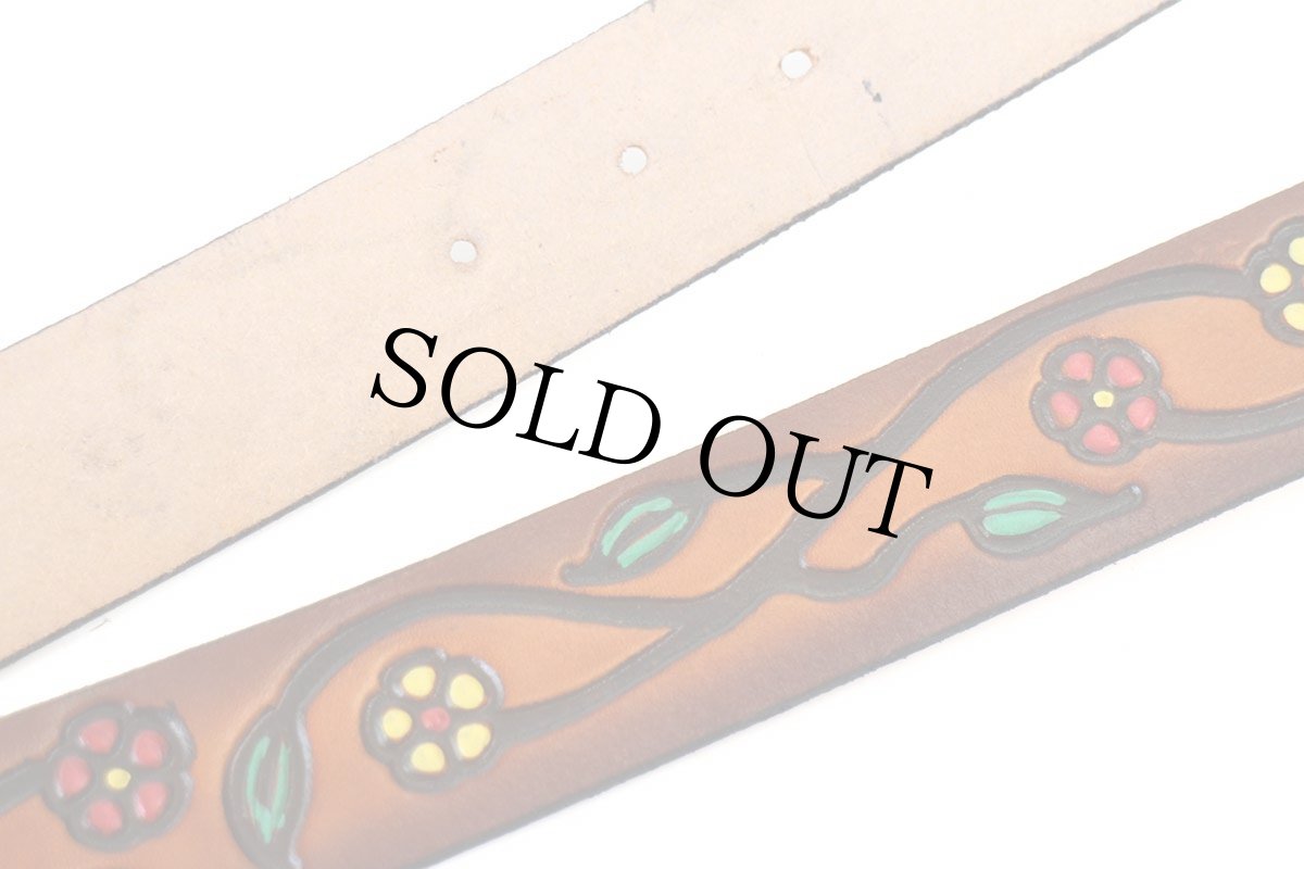 画像6: 新品★USA製 BRACKNEY LEATHER WORKS 小花柄 型押し ペイント レザーベルト ブラウン 34 (6)