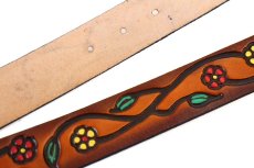 画像6: 新品★USA製 BRACKNEY LEATHER WORKS 小花柄 型押し ペイント レザーベルト ブラウン 34 (6)