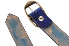 画像3: 新品★USA製 BRACKNEY LEATHER WORKS レザーベルト ブルー 34★BLUE (3)