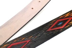 画像6: 新品★USA製 BRACKNEY LEATHER WORKS ネイティブ柄 型押し ペイント レザーベルト ブラック 34 (6)