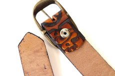 画像3: 新品★USA製 BRACKNEY LEATHER WORKS PEACE ピースマーク 型押し ペイント レザーベルト ブラウン 34 (3)