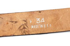 画像4: 新品★USA製 BRACKNEY LEATHER WORKS PEACE ピースマーク 型押し ペイント レザーベルト ブラウン 34 (4)