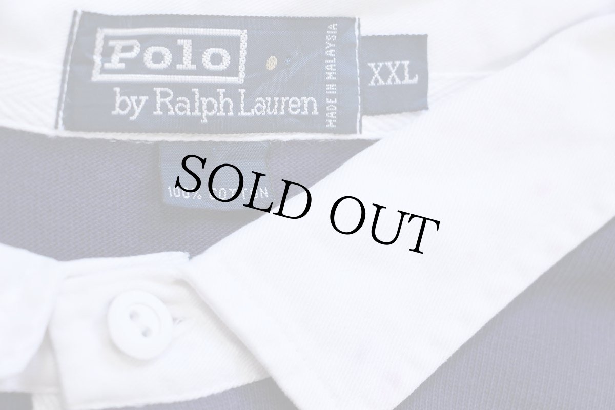 画像4: 90s ポロ ラルフローレン ワンポイント コットン ラガーシャツ ナス紺 XXL★特大 (4)