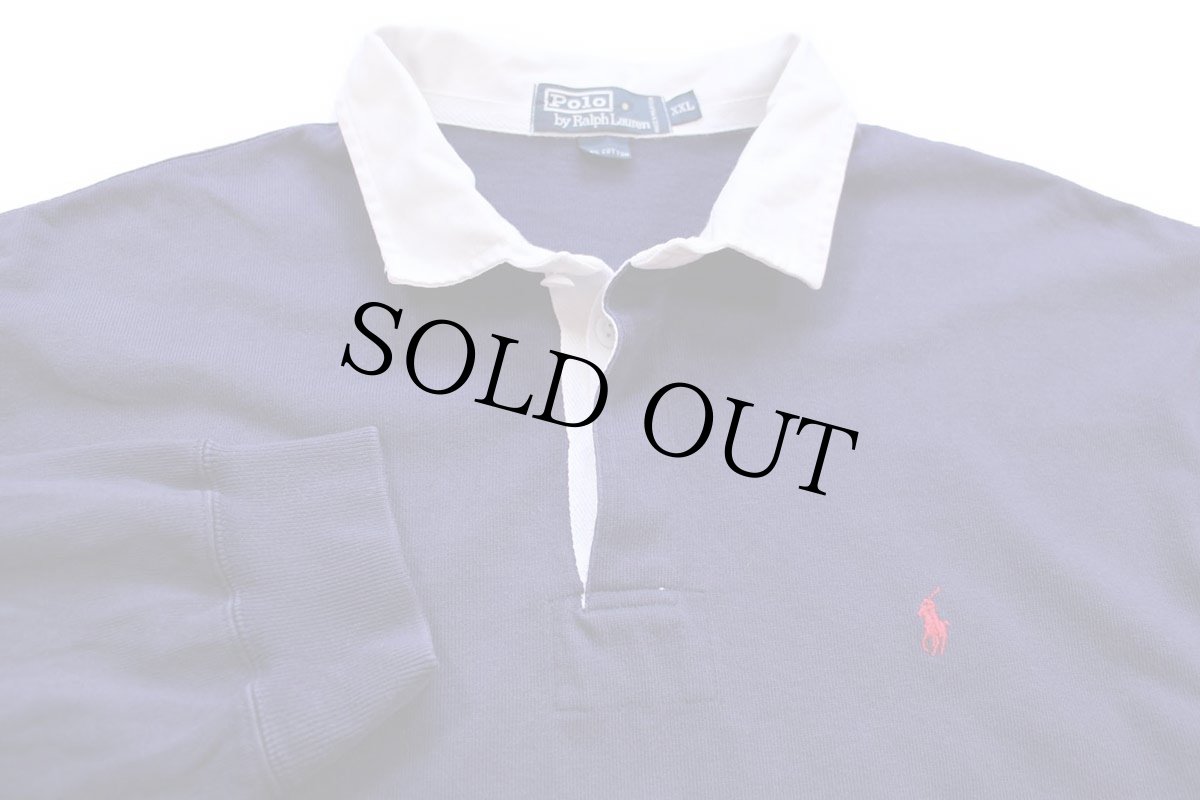 画像3: 90s ポロ ラルフローレン ワンポイント コットン ラガーシャツ ナス紺 XXL★特大 (3)