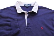 画像3: 90s ポロ ラルフローレン ワンポイント コットン ラガーシャツ ナス紺 XXL★特大 (3)