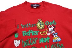 画像3: 80s USA製 Disneyディズニー ミッキー マウス ドナルドダック サンタクロース クリスマス スウェット 赤 M (3)