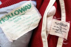 画像5: 80s USA製 HOLLOWAY Lowell チェーン刺繍&パッチ付き メルトン ウール スタジャン 赤 YOUTH L (5)