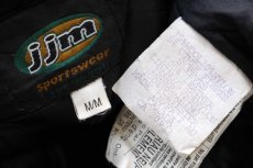 画像4: 90s カナダ製 jjm TULLAMORE ADVANTAGE 刺繍 スタンドカラー キルティングライナー メルトン ウール 袖革スタジャン 黒×紺 (4)