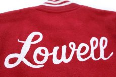画像4: 80s USA製 HOLLOWAY Lowell チェーン刺繍&パッチ付き メルトン ウール スタジャン 赤 YOUTH L (4)