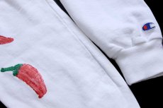 画像6: 90s USA製 Championチャンピオン サボテン ハラペーニョ ハンドペイント アート 前V スウェット 白 XL (6)