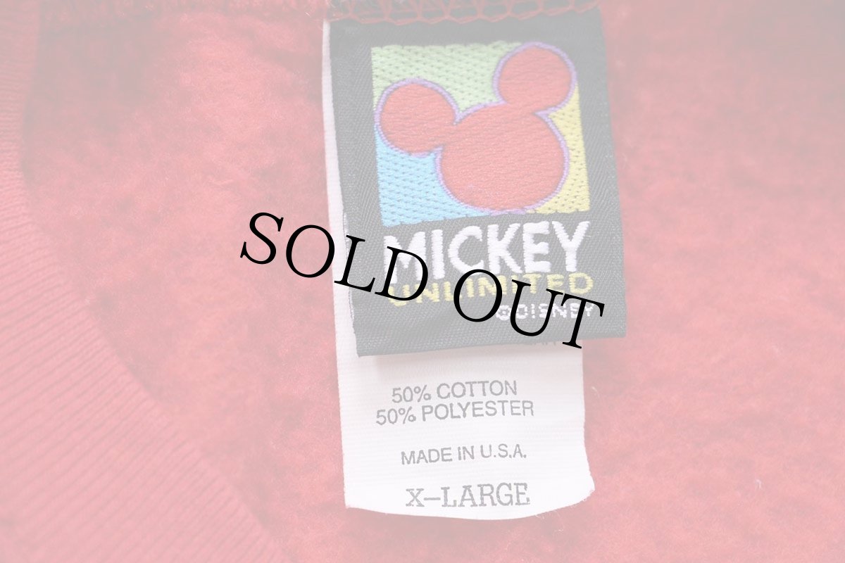 画像5: 90s USA製 Disney ディズニー MICKEY ミッキー マウス アート スウェット 赤 XL (5)