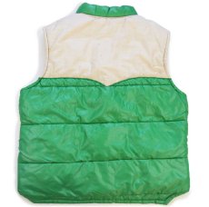 画像2: 70s Swingster ツートン ヨーク切り替え 中綿入り ナイロンベスト 黄緑×ベージュ M (2)