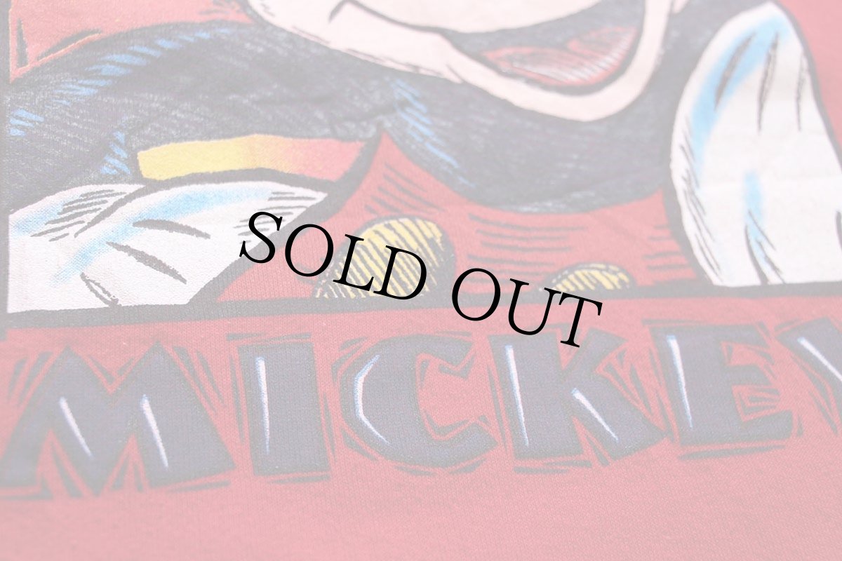 画像4: 90s USA製 Disney ディズニー MICKEY ミッキー マウス アート スウェット 赤 XL (4)