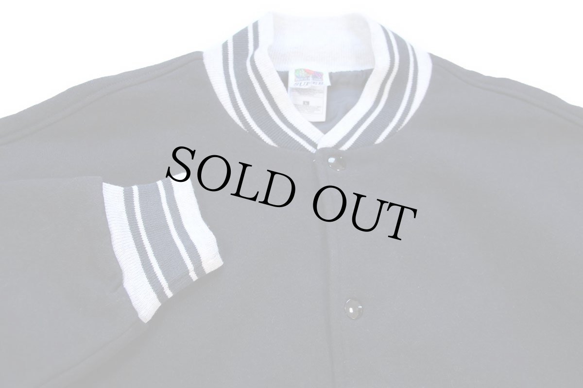 画像3: 00s FRUIT OF THE LOOM 無地 リブライン スウェット スタジャン 黒 L (3)