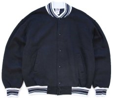 画像1: 00s FRUIT OF THE LOOM 無地 リブライン スウェット スタジャン 黒 L (1)