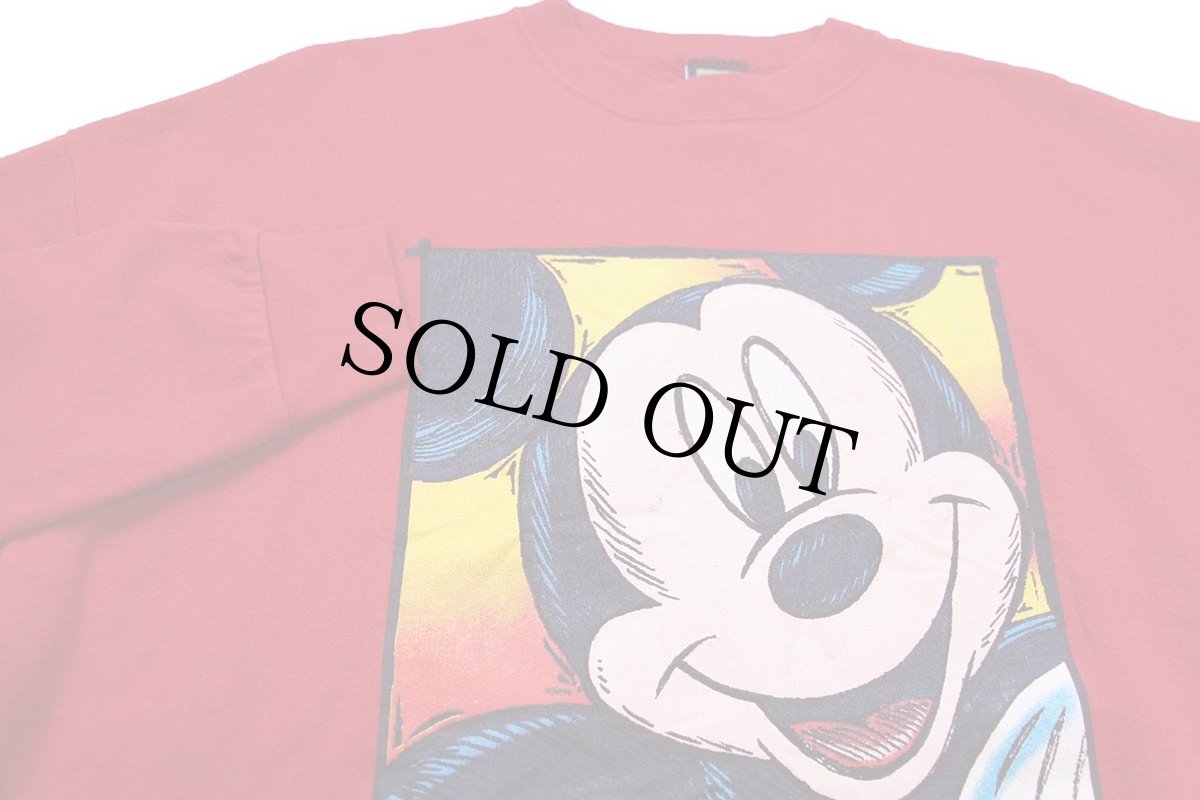 画像3: 90s USA製 Disney ディズニー MICKEY ミッキー マウス アート スウェット 赤 XL (3)
