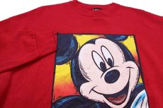 画像3: 90s USA製 Disney ディズニー MICKEY ミッキー マウス アート スウェット 赤 XL (3)