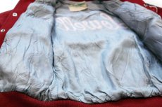 画像6: 80s USA製 HOLLOWAY Lowell チェーン刺繍&パッチ付き メルトン ウール スタジャン 赤 YOUTH L (6)