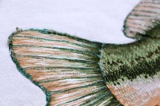 画像4: 90s USA製 Leeリー フィッシュ アップリケ&ハンドペイント アート スウェット 白 XXL★特大 (4)