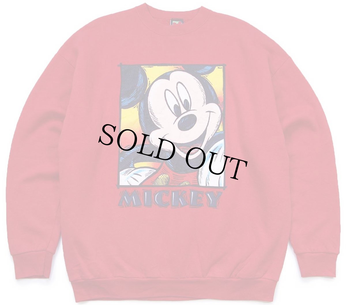 画像1: 90s USA製 Disney ディズニー MICKEY ミッキー マウス アート スウェット 赤 XL (1)