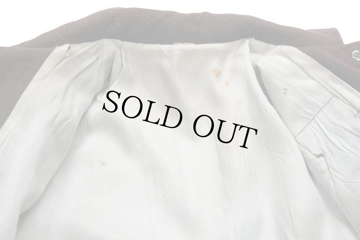 画像6: 60s Varsi-Jac レタードパッチ付き メルトン ウール 袖革スタジャン 焦げ茶×アイボリー (6)