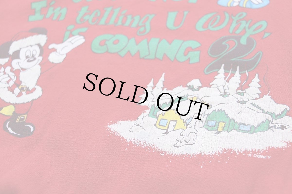 画像4: 80s USA製 Disneyディズニー ミッキー マウス ドナルドダック サンタクロース クリスマス スウェット 赤 M (4)